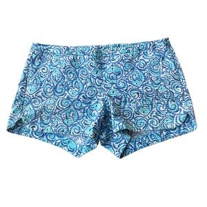 Lilly Pulitzer Adie Shorts Cotton Resort White Chasing Tail Blue Fish 2